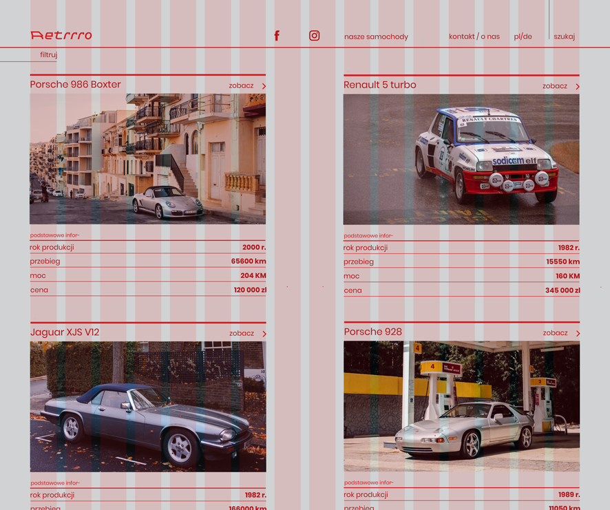 design grid of website